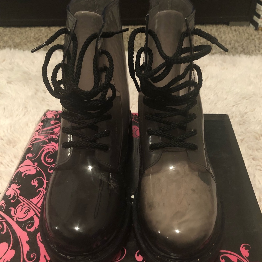 Black Doc Marten Style rain boots